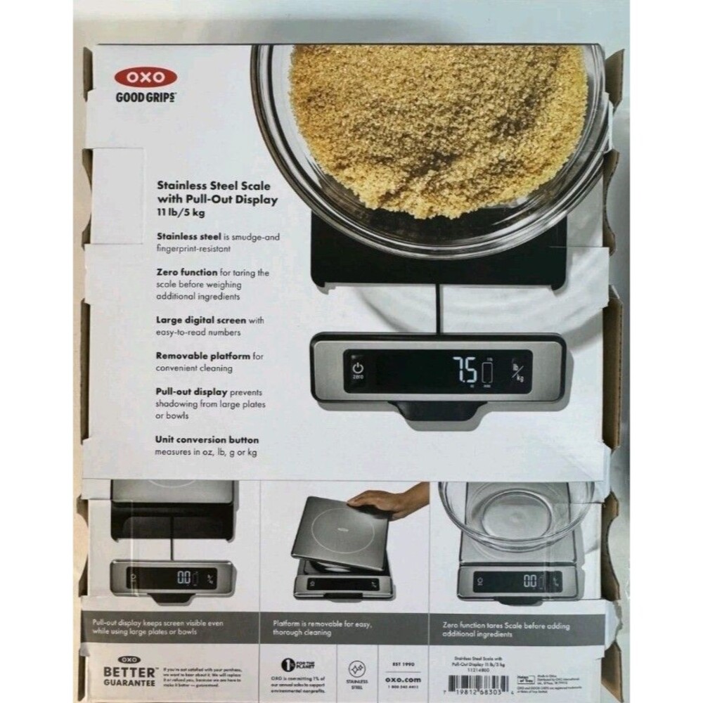 OXO Good Grips 11-Pound Stainless Steel Kitchen Scale with 1.2, Black - Picture 2 of 2